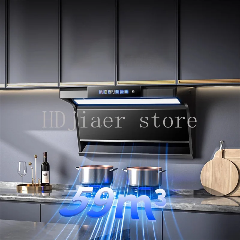 Dunstabzugshaube für die Küche, große Dunstabzugshauben, obere Seite, doppelte Absaugung, Dunstabzugshaube, Wandmontage, intelligente Reinigung, Rauchabzugshaube Image