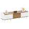 Meuble TV, table TV, meuble TV, placard à trois portes. Construction compacte. Finition bois blanc et naturel. H49,5 * L160 * L39 cm