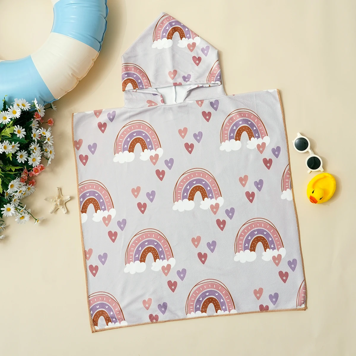 Elinfant 1PC Kinder-Badetuch mit Kapuze, weiches, saugfähiges Baby-Kapuzenhandtuch für Badezimmer, Strand, Pool, Babypflege-Essentials