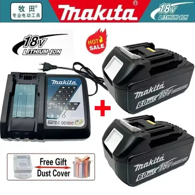 Makita 18v Battery With Charger Rechargeable Lithium Ion for DDF487 BL1880 BL1860B LXT400 Power Tool Makita 18 v Battery