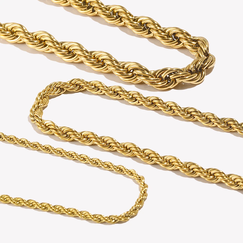 E.B.belle Minimalistische Basic Gold Farbe Twisted Rope Kette Choker Halsketten Für Frauen Edelstahl Schmuck Gold Halskette