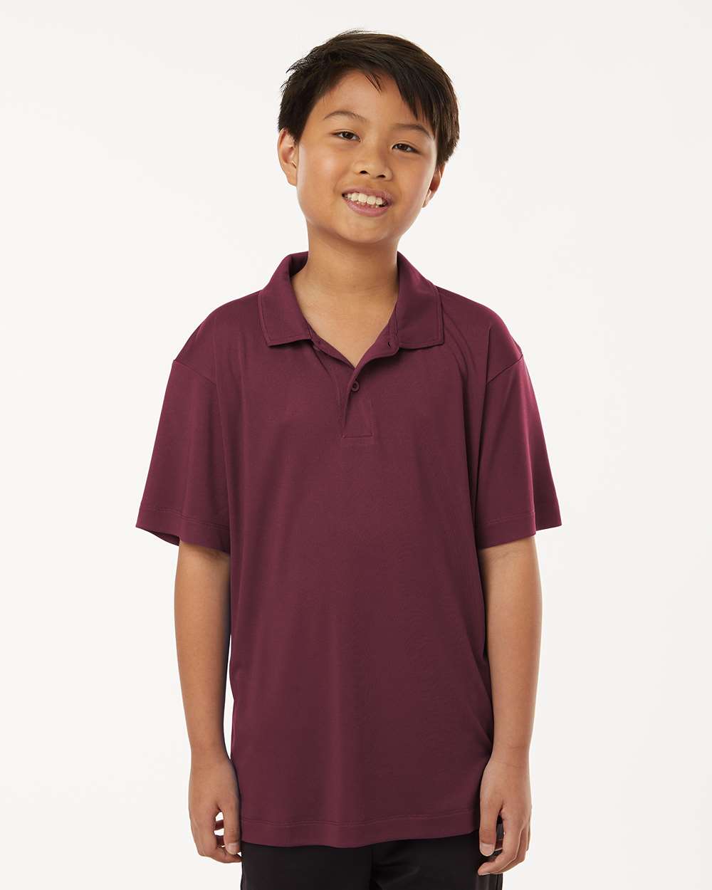 AllPro 41800Y Youth Pro-Lock Performance Polo Shirt in Maroon size Medium | Polyester