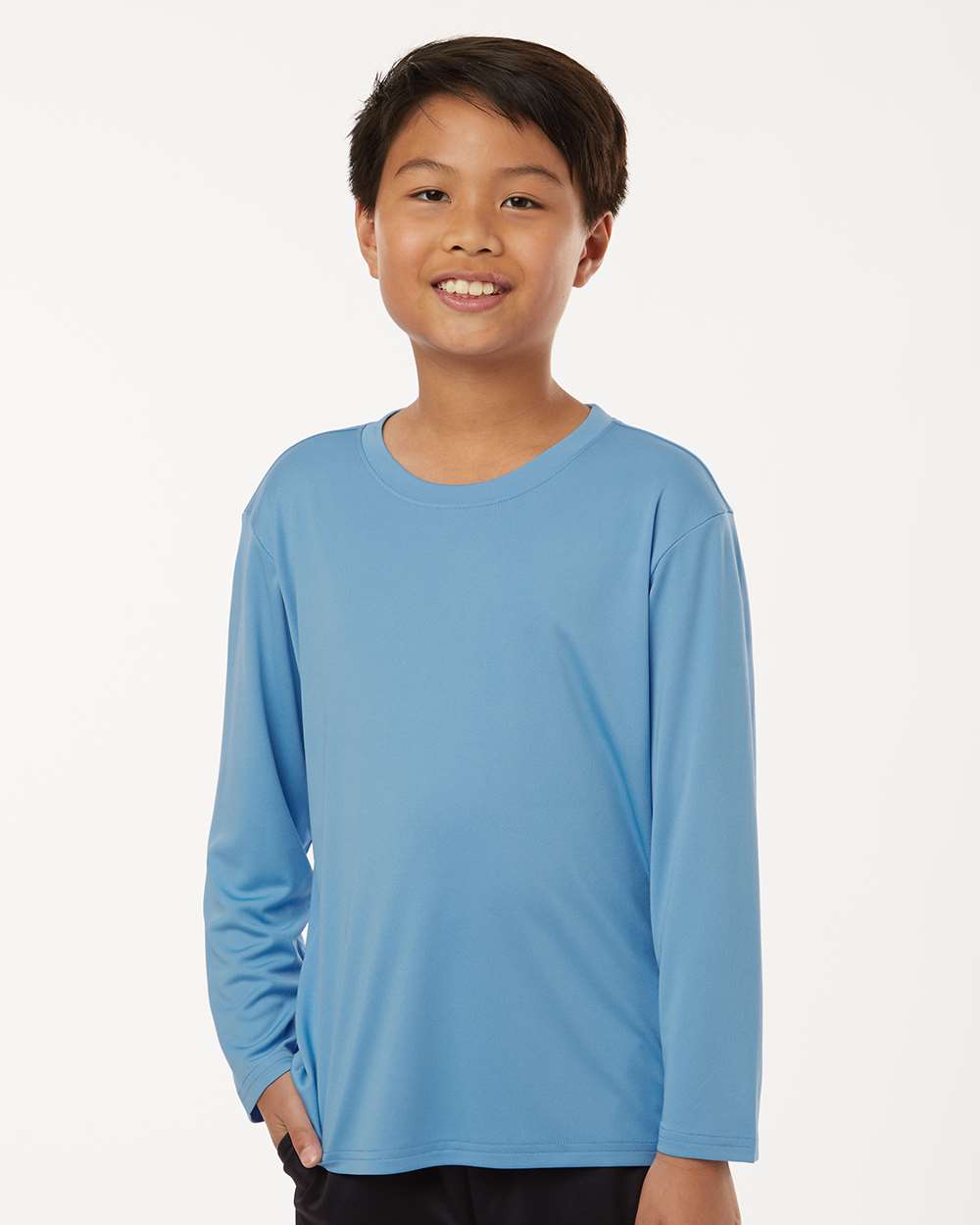 AllPro 48400Y Youth Pro-Lock Performance Long Sleeve T-Shirt in Carolina Blue size XS | Polyester