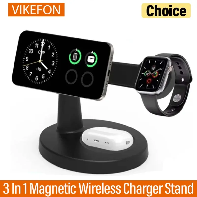 30 W Schnellladestation 3-in-1 magnetischer kabelloser Ladeständer für iPhone 16 15 14 13 12 Pro Max iWatch 10 9 8 AirPods Image