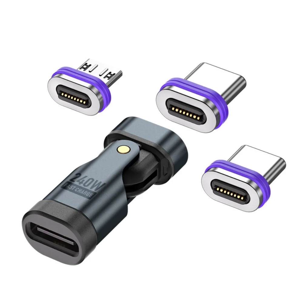 Für iPhone Laptop 240W 16pin Magnetischer OTG-Adapter Typ C Buchse auf Typ C IOS Micro Stecker Konverter PD 5A Schnellladeadapter Image