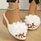 2025 Big Flower Decor Pu Leather Slippers Women Summer Non Slip Wedge Sandals Woman Office Laides Solid Platform Slides Female