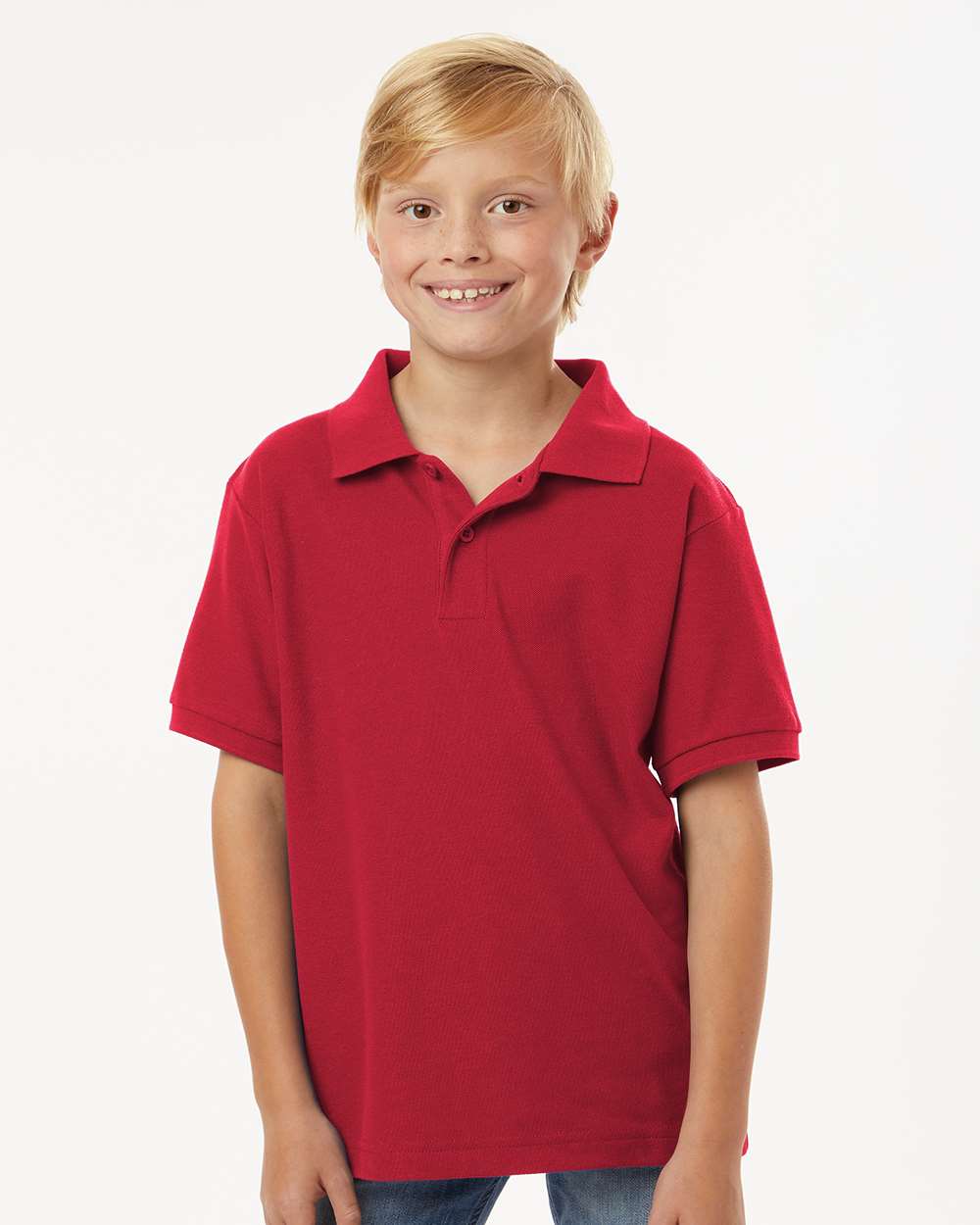 AllPro 62800Y Youth Pique Polo Shirt in Red size XL | 65% polyester/35% cotton