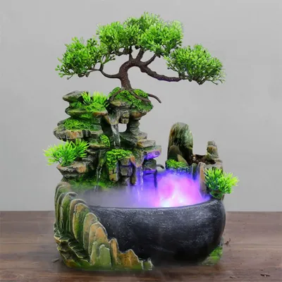 Table Fountain Rockery Illuminated Spray Water Fountains Home Decor