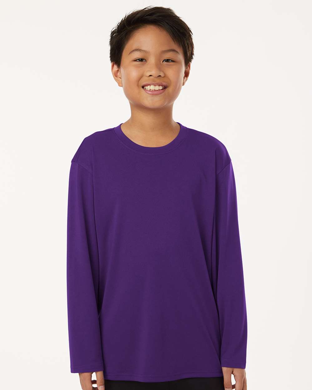 AllPro 48400Y Youth Pro-Lock Performance Long Sleeve T-Shirt in Purple size Small | Polyester