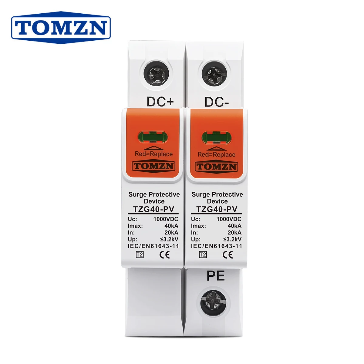 TOMZN TZG40-PV MOV SPD DC 1000V 800V 600V 500V 10kA~20kA 20kA~40kA Dispositivo di protezione contro le sovratensioni domestiche Dispositivo scaricatore a bassa tensione
