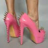 LAIGZEM Frauen Pumpen Gold Metall Nieten Punk Slip Auf Dünne High Heels Party Club Damen Handgemachte Schuhe Frau Große Größe 36 38 43 44 46