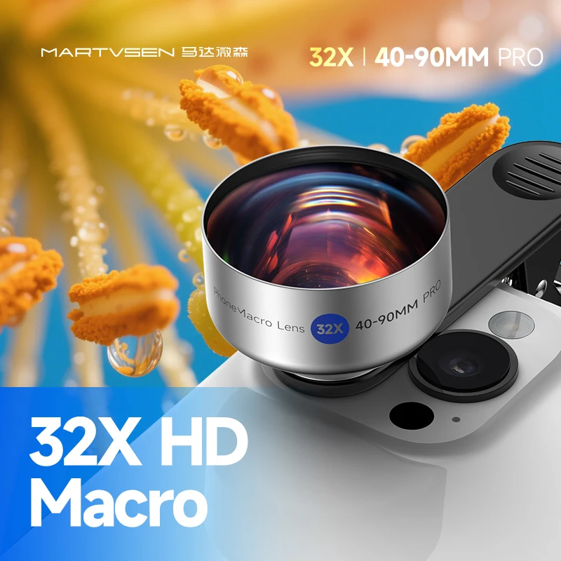 MARTVSEN 32X 5K HD Super Macro Lens Clip-on für iPhone Samsung Android, nehmen atemberaubende Nahaufnahmen, eine Pro-Wahl für die Fotografie Image