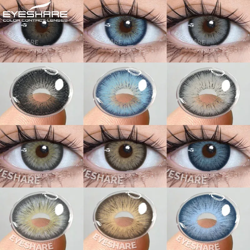 EYESHARE 1 Paar farbige Kontaktlinsen, farbige Pupillen, blaue Linsen, grüne Augen, Kosmetik, braune Pupillen, weiche Jahreslinsen Image
