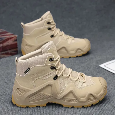 Men's Ultralight Tactical Desert Boots Outdoor Hiking Shoes Rugged Non-Slip Sole for Multi-Terrain Trekking Sport Activities