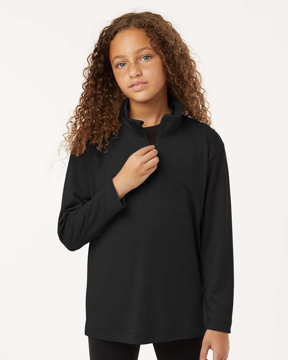 AllPro 41870Y Athletic Youth Pro-Lock Performance Quarter-Zip Pullover Top in Black size Medium | Polyester
