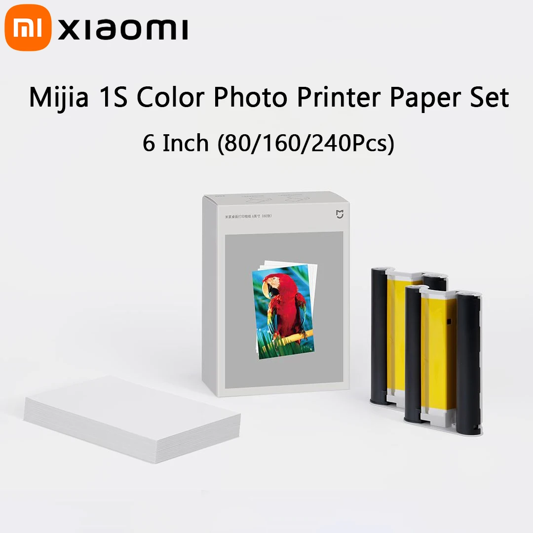 Xiaomi Mijia – imprimante Photo 1S, papier Photo couleur, ensemble de 80/160/240 pièces, Sublimation haute définition, papier Photo Portable de 6 pouces