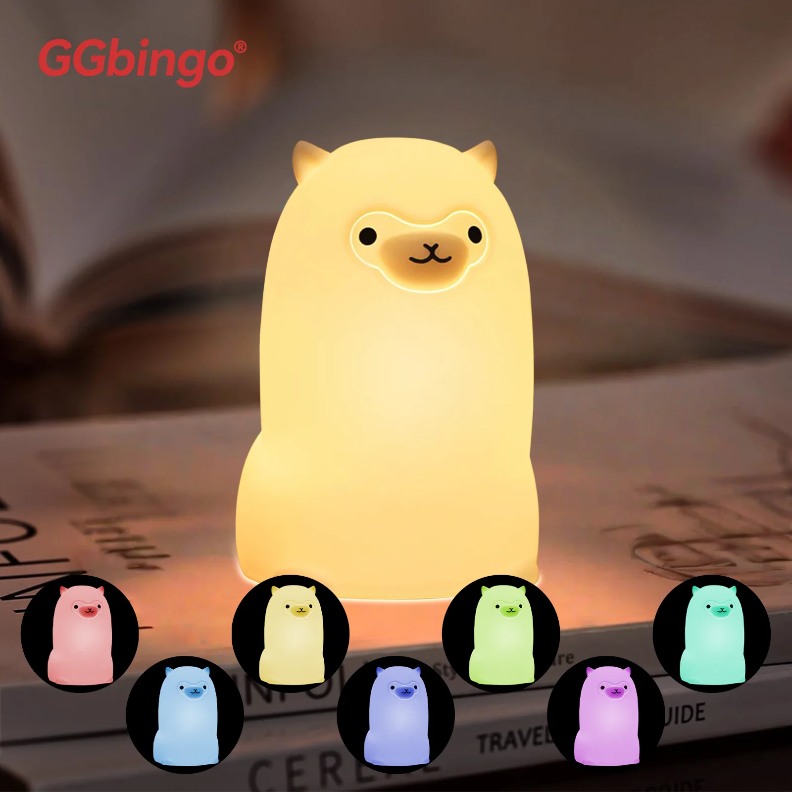 GGbingo LED-Nachtlicht mit Berührungssensor RGB LED Alpaka USB-Aufladbare Silikonlampe für Kinder Baby-Spielzeug Festliche Dekoration