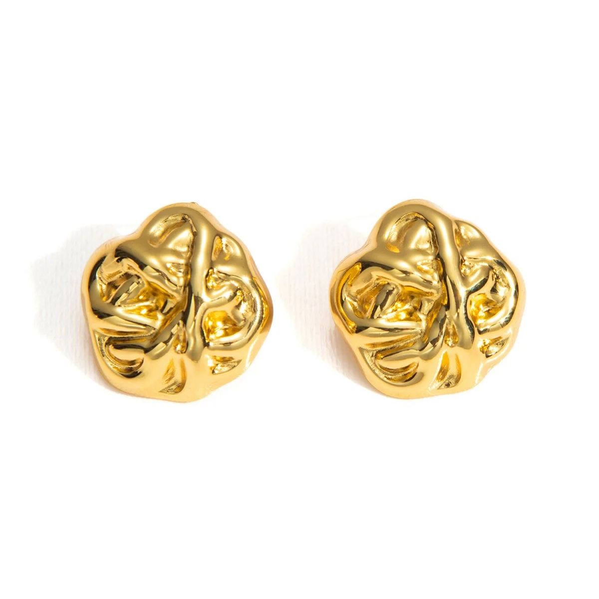 Vintage Edelstahl Unregelmäßige Zerknitterte Ohrstecker Für Frauen Männer Minimalistischen Metall Geometrische Chunky Ohrring Punk Schmuck Image