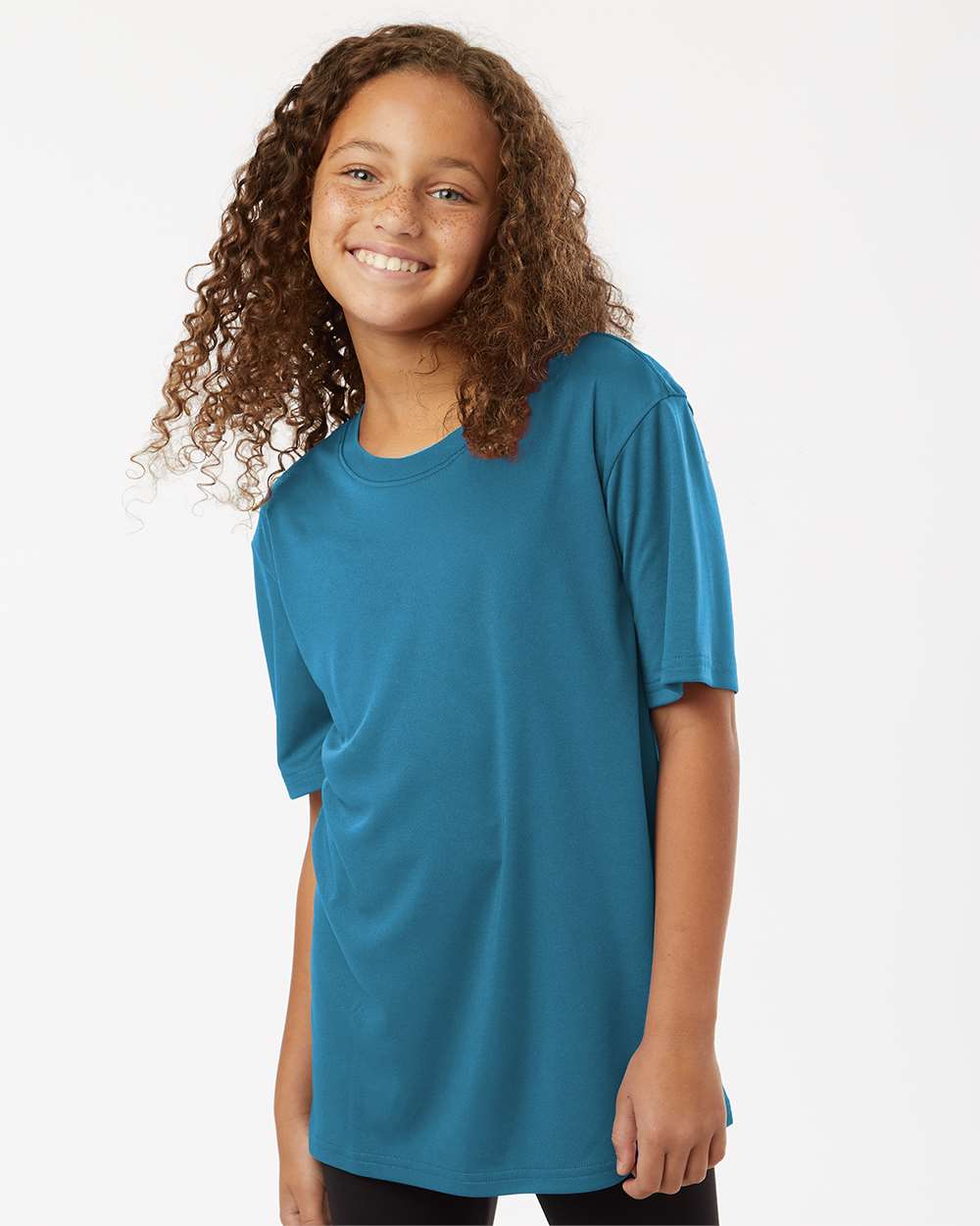 AllPro 48000Y Youth Pro-Lock Performance T-Shirt in Pacific Blue size Medium | Polyester