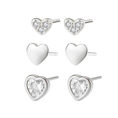 Hey Happiness - Herz Trio Ohrstecker-Set aus 925er Sterlingsilber Ohrringe 3 pair Damen (92.89 € / ) Image