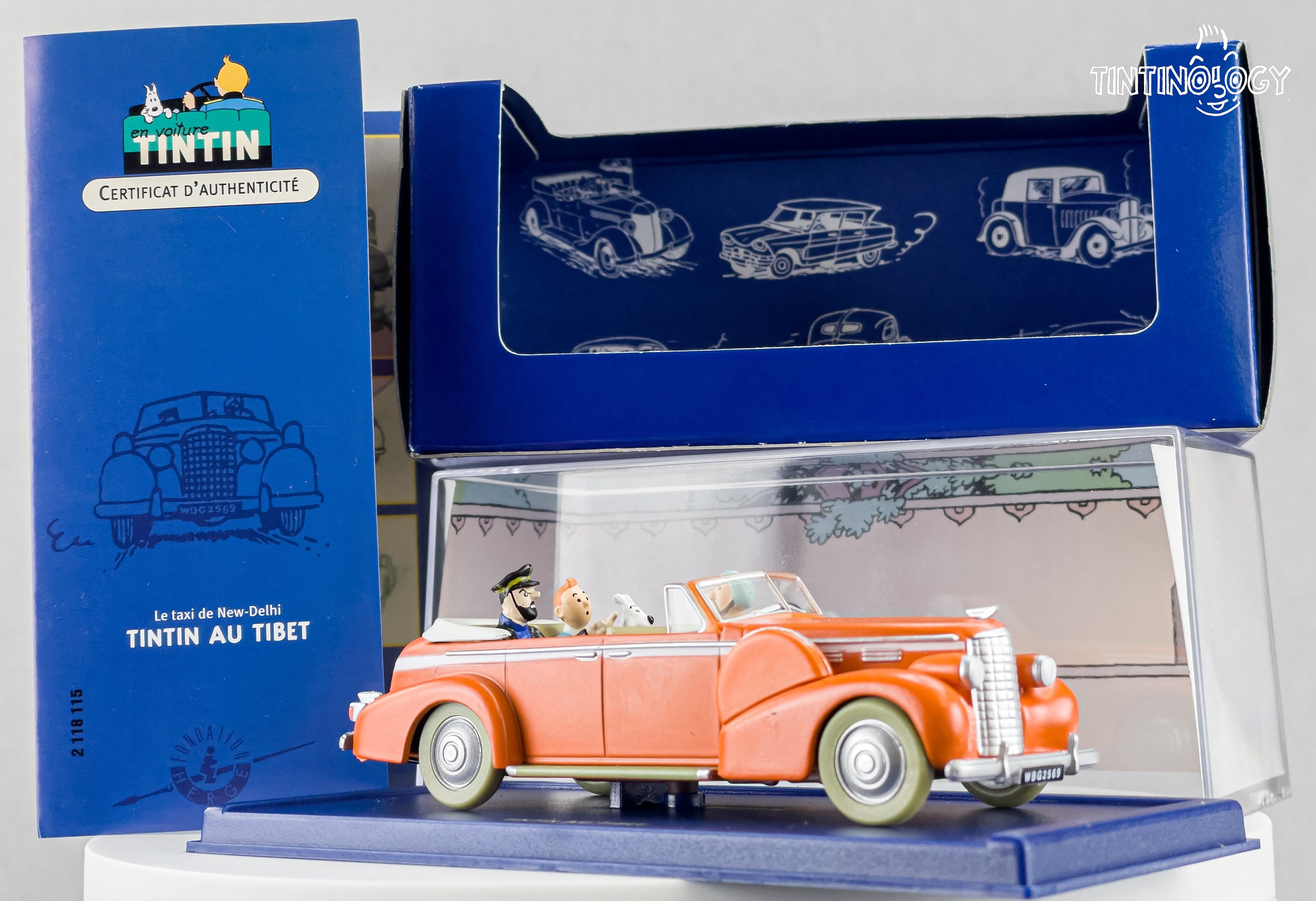 ATLAS TINTIN CAR # 15 Cadillac Fleetwood Delhi Taxi - Tibet Herge modello Voiture scala 1/43