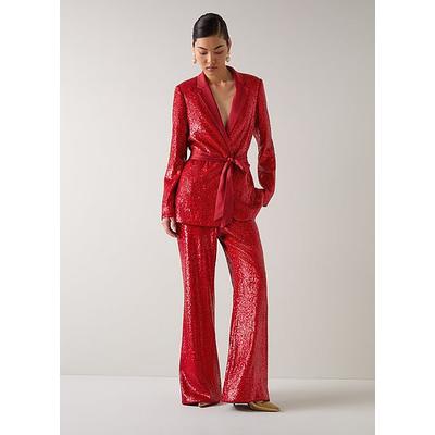 Shimmer Sequin Red Wide Trouser, Salsa Red