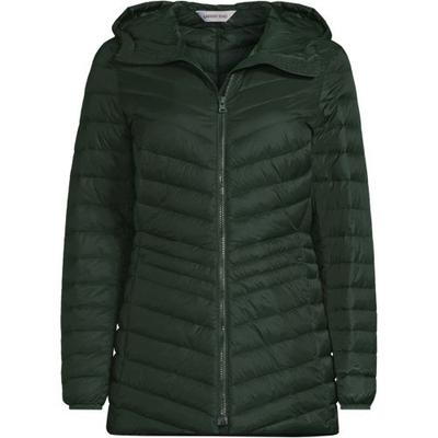 Wanderweight Down Ultralight Packable Jacket with Hood, Women, size: 20-22, plus, Green, Nylon/Down, by Lands' End