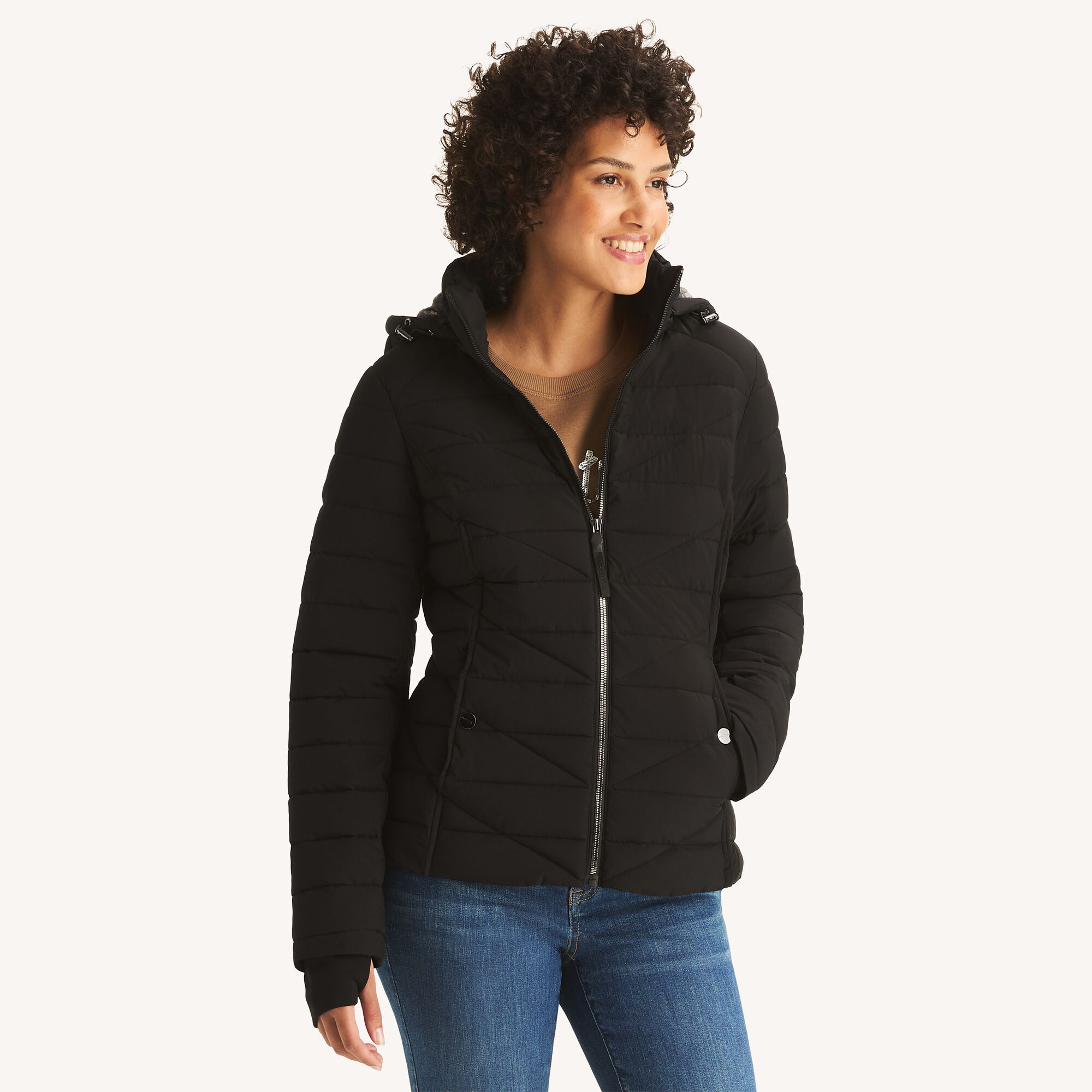 Nautica Women's Packable Puffer Jacket 001 (Black), S