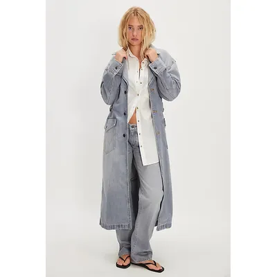 Wrangler Denim Trench Jacket at Free People in Light Blue, Size: Medium