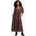 Druckkleid SHEEGO BY JOE BROWNS "Kleid", Damen, Gr. 52, Normalgrößen, schwarz (schwarz, bedruckt), 100% Viskose, gemustert, mehrfarbig, Paisley, bedruckt, lang, Kurzarm, Kleider