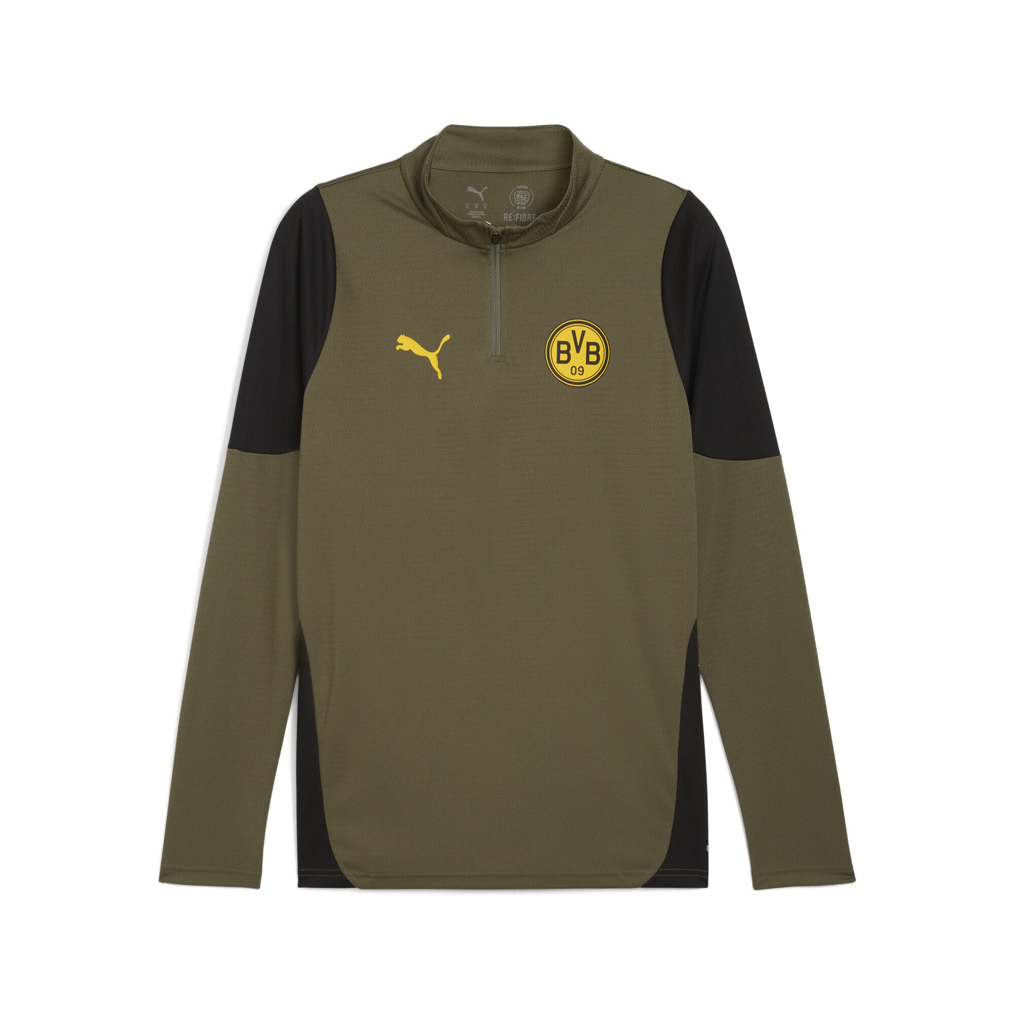 T-Shirt PUMA "Borussia Dortmund Trainingstop Herren", Gr. XS, loden grün schwarz, Obermaterial: 100% Polyester, clean, slim fit, Rundhals, Shirts T-Shirt Image