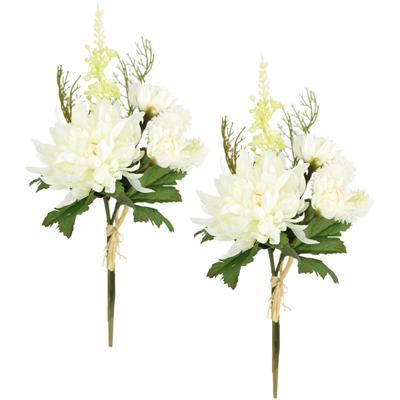 Kunstblume I.GE.A. "Chrysanthemen-Bund 2er Set", weiß, B:13cm H:25cm L:11cm, Polyester, Kunstpflanzen, 25cm Strauß künstlich Bouquet Seidenblume Blumenbouquet Blumenstrauß Image
