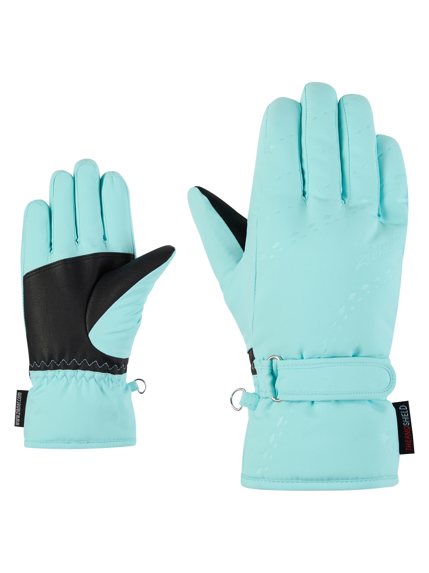 Skihandschuhe ZIENER "LAMONIA-Z PR glove junior", Kinder, Gr. 3,5, radiant lagoon, Obermaterial: 100% Polyester; Innenhand: 100% Polyester; Futter: 100% Polyester; Wattierung: 100% Polyester (recycelt), Handschuhe Image