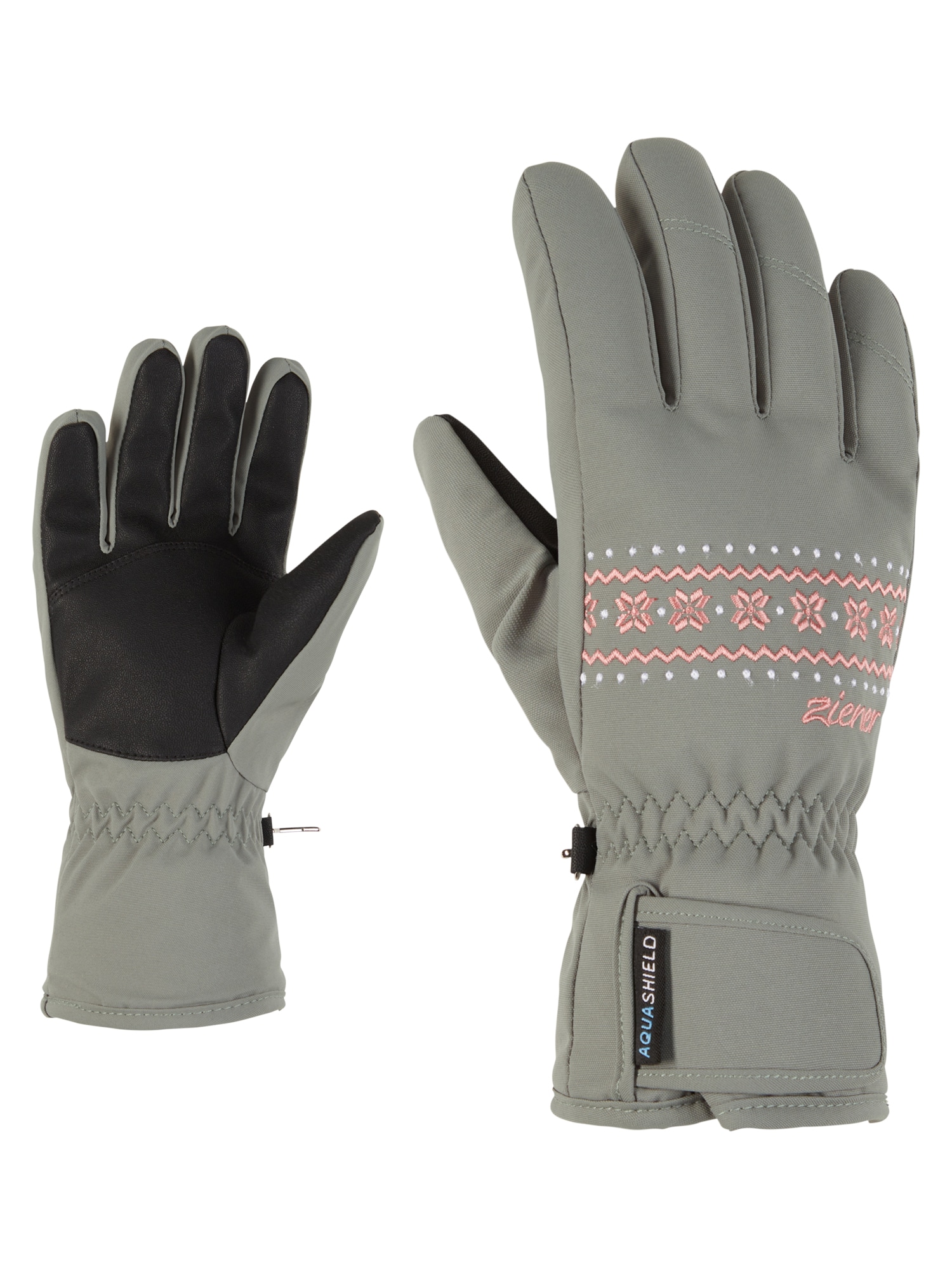 Skihandschuhe ZIENER "LAILLA-Z AS glove girls", Kinder, Gr. 4, grün (grün mud), Obermaterial: 100% Polyester; Innenhand: 100% Polyester; Futter: 100% Polyester; Wattierung: 100% Polyester, Handschuhe Image