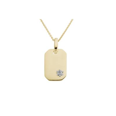 Ketten-Anhänger FIRETTI "Schmuck Geschenk Gold 375 Halsschmuck Anhänger Platte", gold (gelbgoldfarben, weißgoldfarben, w = weiß), Schmuckanhänger, Damen, 0,02 ct P2 = erkennbare Einschlüsse, Gelbgold 375-Weißgold 375-Diamanten, 1,094 g, Gelbgold... Image