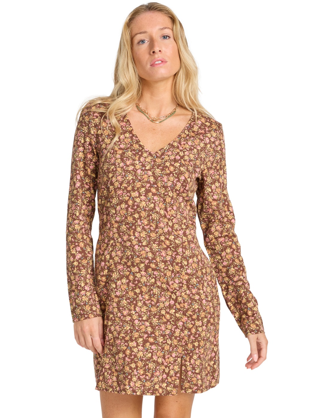 Minikleid BILLABONG "Your Time", Damen, Gr. L, US-Größen, espresso, 60% Baumwolle, 40% Viskose, Kleider Minikleid