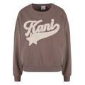Sweater KARL KANI "Karl Kani Karl Kani Woven Signature Star Logo Crew", Damen, Gr. XXS, grau (taupe), 80% Baumwolle, 20% Polyester, bedruckt, Rundhals, Langarm, Sweatshirts
