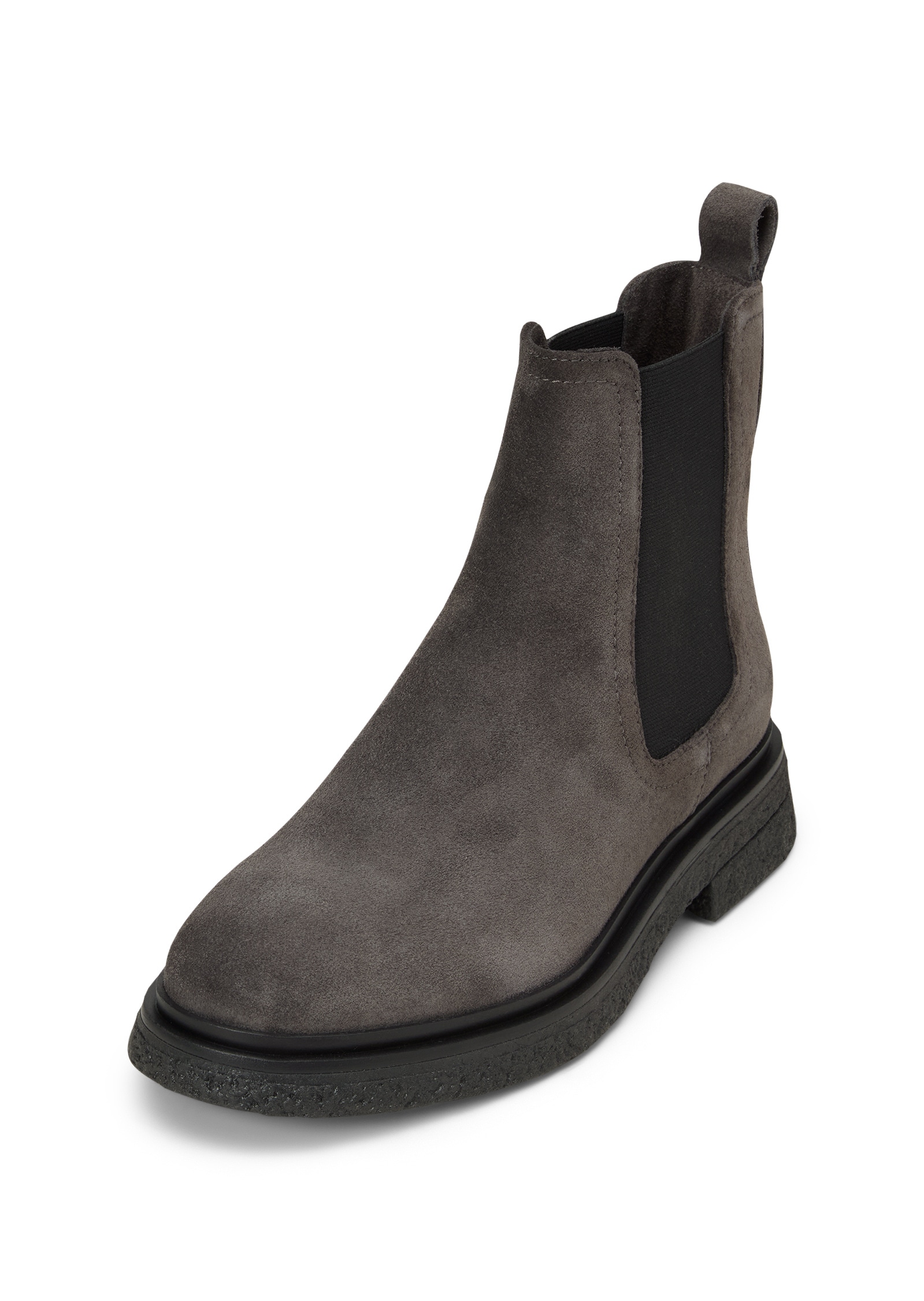Chelseaboots MARC O'POLO "aus weichem Veloursleder", Damen, Gr. 41, grau (schwarz graphite), Obermaterial: 100% Leder (Rind), unifarben, Schuhe Chelseaboots