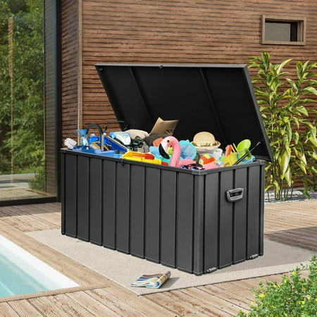 Domi 160-Gallon Outdoor Storage Box â€“ Waterproof Lockable Storage Cabinet for Patio Furniture Garden Tools & Pool Supplies â€“ Large Metal Storage for Cushions Toys & More