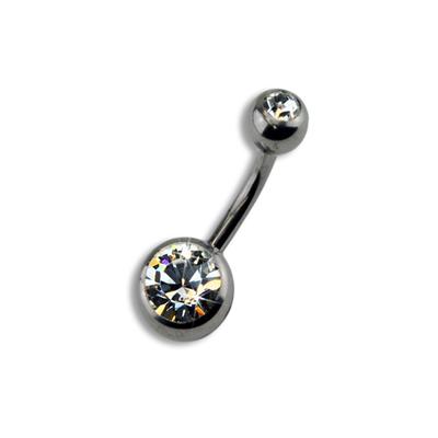 Zeeme Body Jewelry Piercing Titan silberfarben Kristall weiß 8mm Image