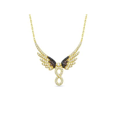 Dkeniz Anhänger mit Kette 925 Sterling Silber vergoldet Unendlichkeit & Engel Silberkette Image