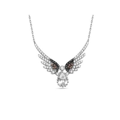 Dkeniz Anhänger mit Kette 925/- Sterling Silber Zirkonstein & Engel Silberkette Image
