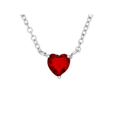 Fashionbox Kette rhodiniert mit Herzanhänger Zirkonia rot Image