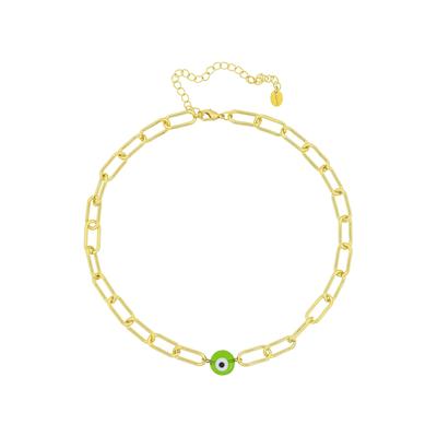 Fashionbox Kette Messing vergoldet mittig Auge grün Image