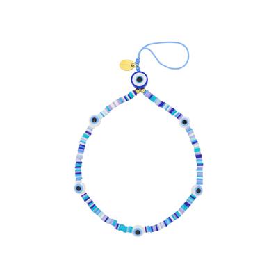 Fashionbox Armband mit Vinylplättchen blau 6 Evil-Eye-Elemente Image