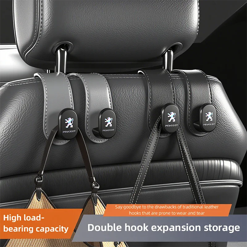 Dossier de siège de voiture Peugeot, crochet en caoutchouc, outils de rangement, accessoires pour Peugeot 107 408 4008 308 3008 5008 508 2008 208 301 106 205