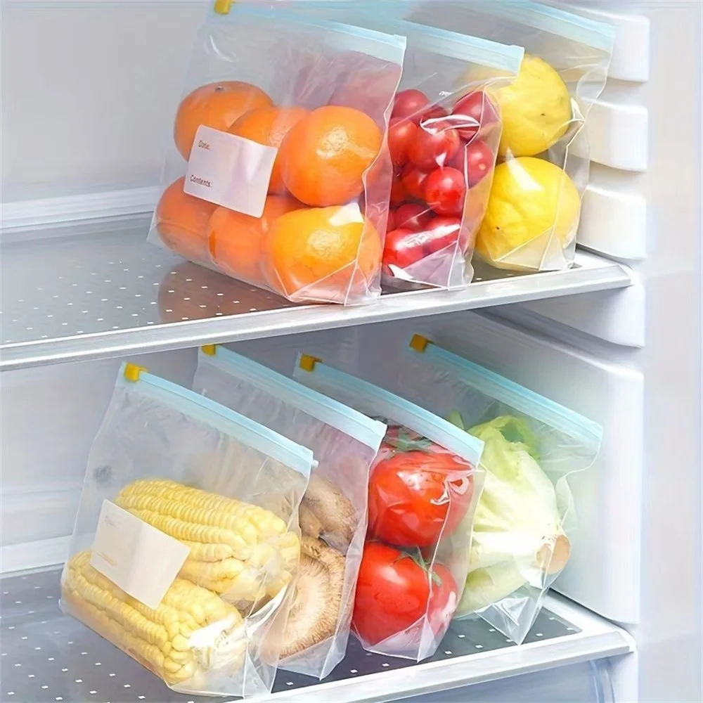 Sac frais réutilisable à fermeture éclair, 45 pièces, sacs en plastique pour aliments, sacs pour fruits et légumes, sac alimentaire à fermeture éclair, sac de rangement des aliments de cuisine,