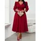 Robe rouge élégante pour femmes de grande taille, vêtements pour femmes haut de gamme, manches trois-quarts printemps et automne, vêtements pour femmes élégants gr