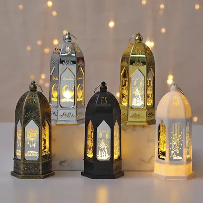 1PC Ramadan Candle Lantern LED Eid Mubarak Lantern Festival Candle Lantern Decorative Moon Star Ramadan Lights LED Tealight