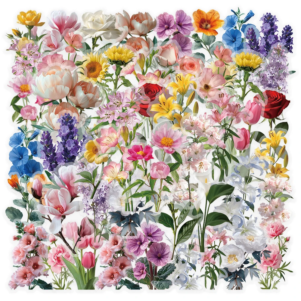 10/30/50 stücke Transparent INS Stil Blume Aufkleber Ästhetische Natürliche Pflanzen Aufkleber Kawaii DIY Telefon Stationäre PET DIY Aufkleber Image
